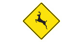 Caution deer road safety sign